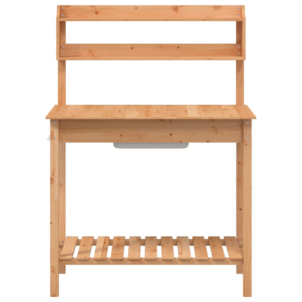 Mesa de cultivo com pia 147,5x44x139,5 cm abeto maciço castanho