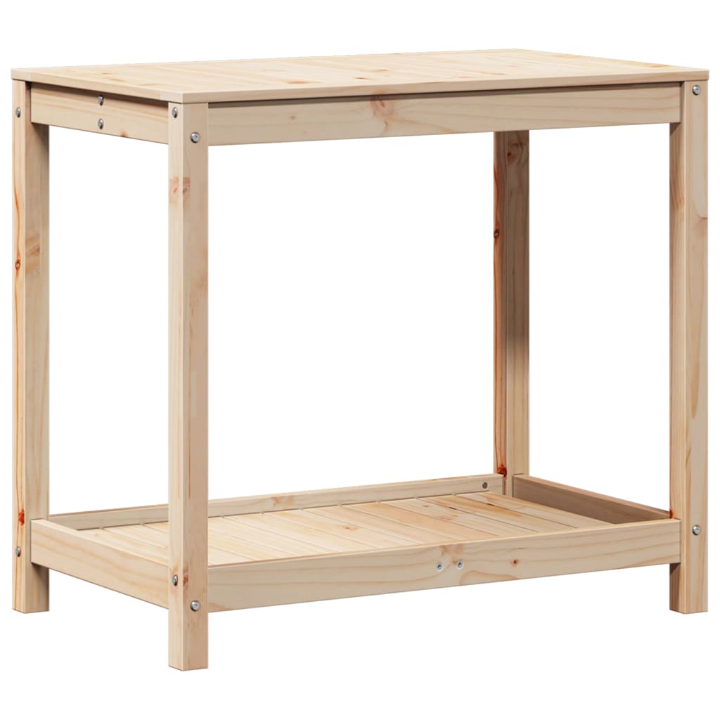 Mesa de jardinagem c/ prateleira 82,5x50x75 cm pinho maciço