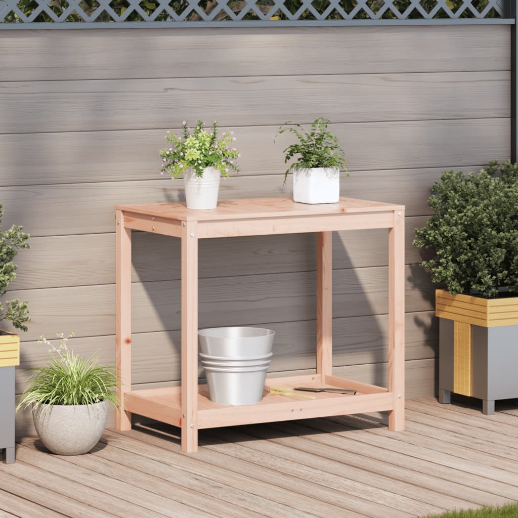 Mesa de jardinagem com prateleira madeira de douglas maciça