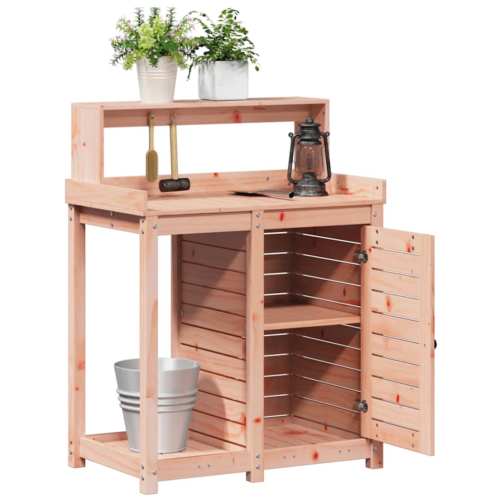Mesa de jardinagem com prateleiras madeira de douglas maciça