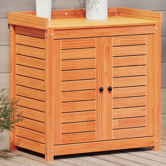 Mesa de jardinagem c/ prateleiras madeira pinho maciça castanho