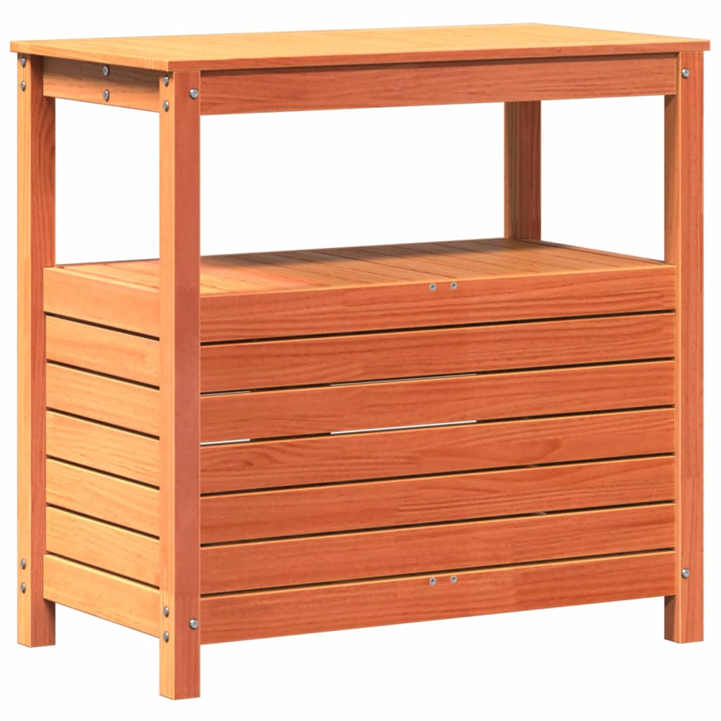 Mesa de jardinagem c/ prateleiras madeira pinho maciça castanho