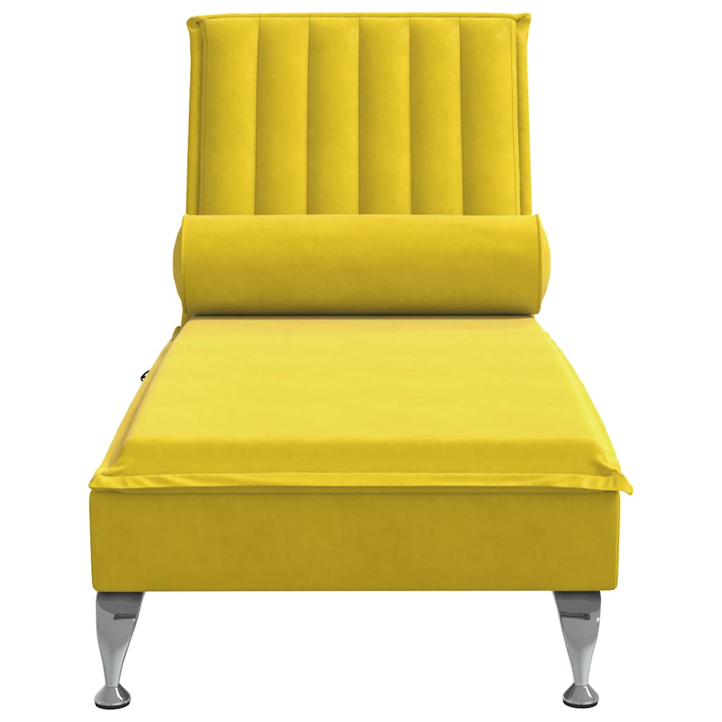 Chaise lounge de massagem com rolo veludo amarelo