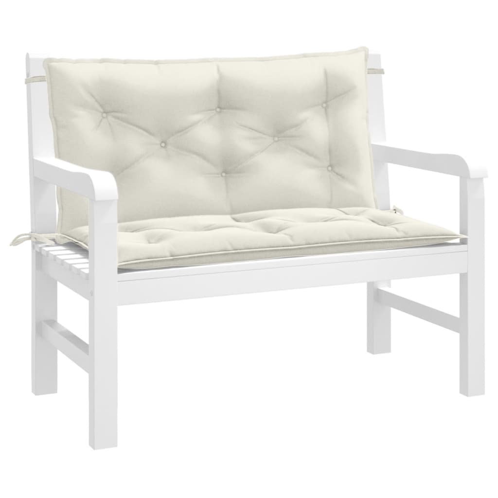 Almofadões banco jardim 2pcs 100x50x7cm mesclado tecido creme