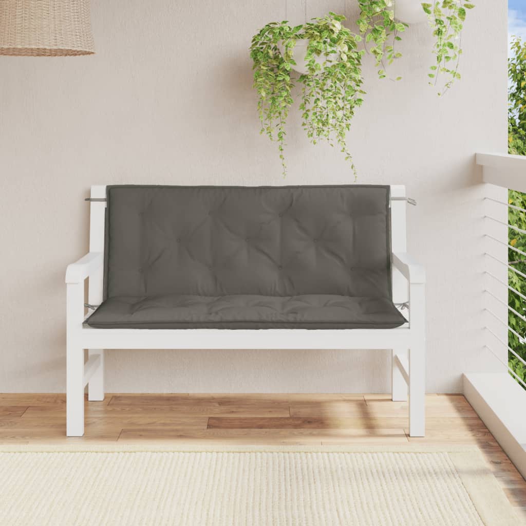 Almofadões banco jardim 2pcs 120x50x7cm mesclado cinza-escuro