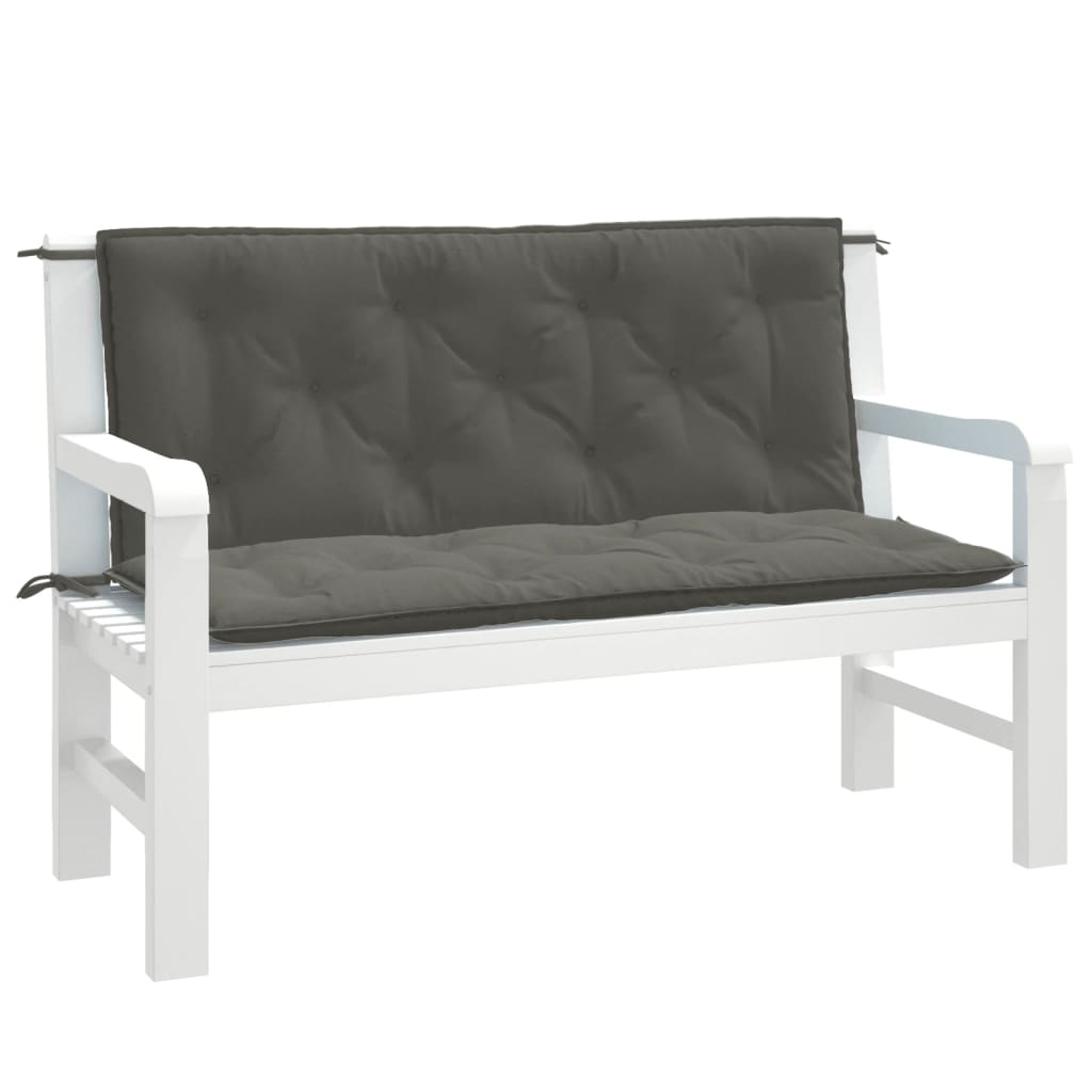 Almofadões banco jardim 2pcs 120x50x7cm mesclado cinza-escuro