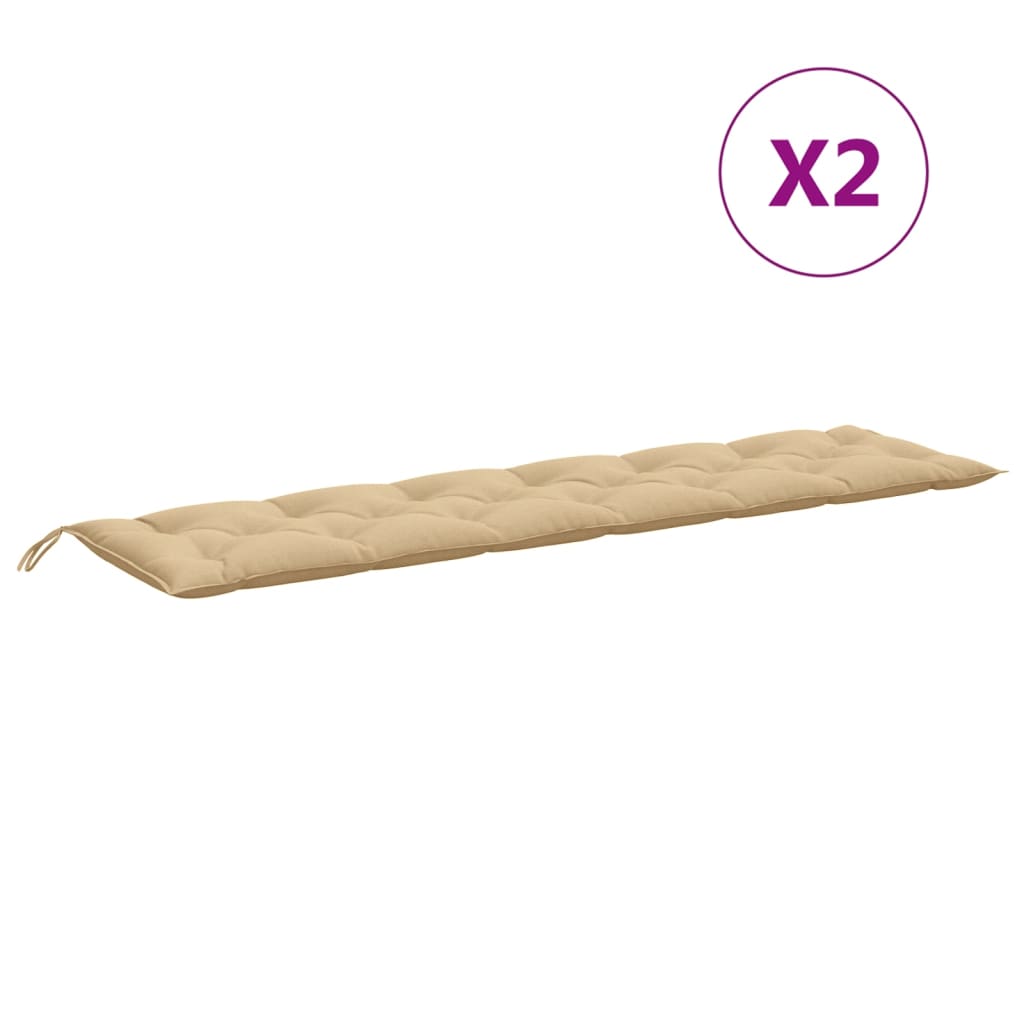 Almofadões banco jardim 2pcs 200x50x7cm mesclado tecido bege