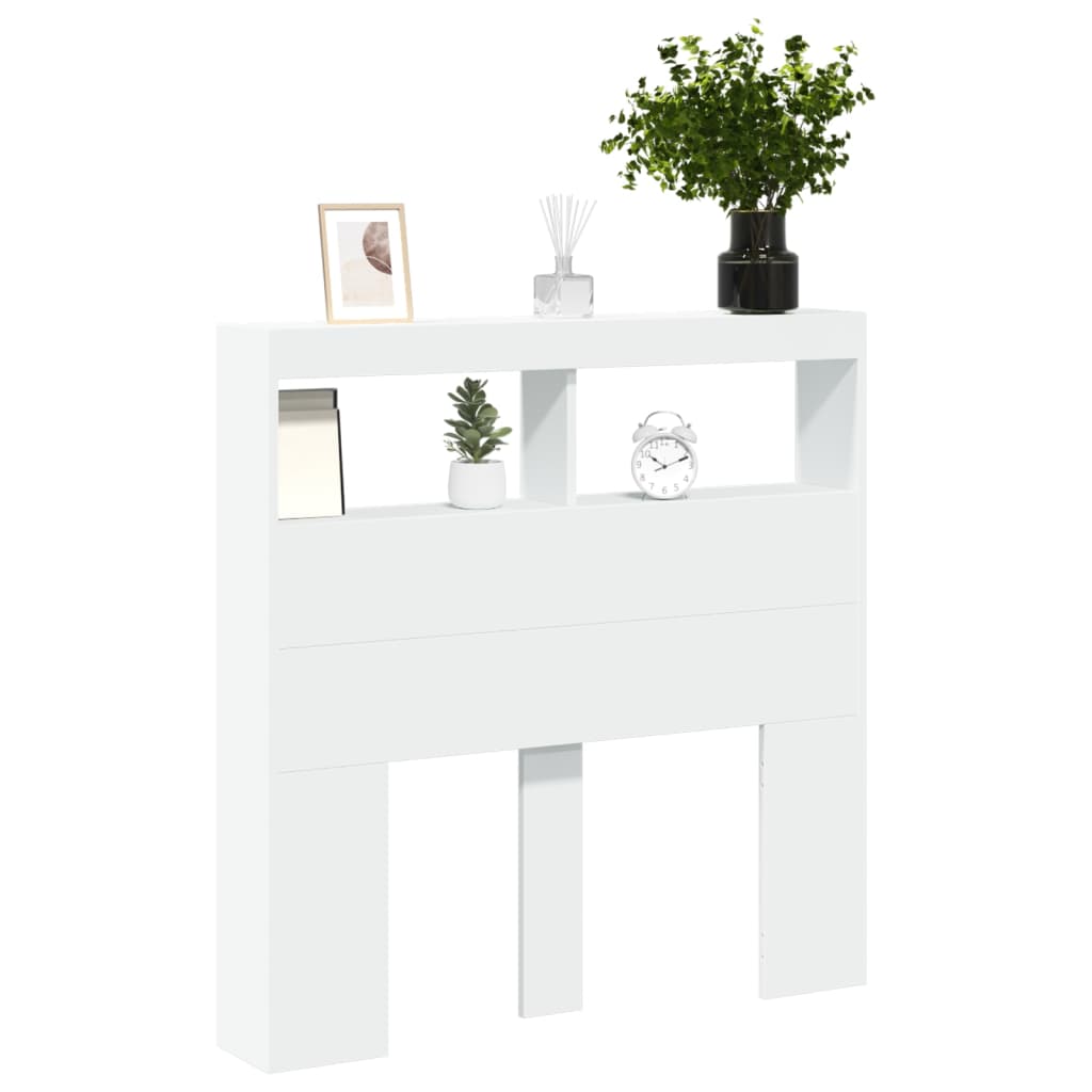 Armário de cabeceira com luzes LED 100x17x102 cm branco