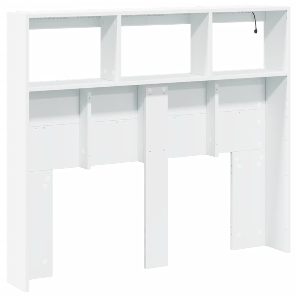 Armário de cabeceira com luzes LED 120x17x102 cm branco