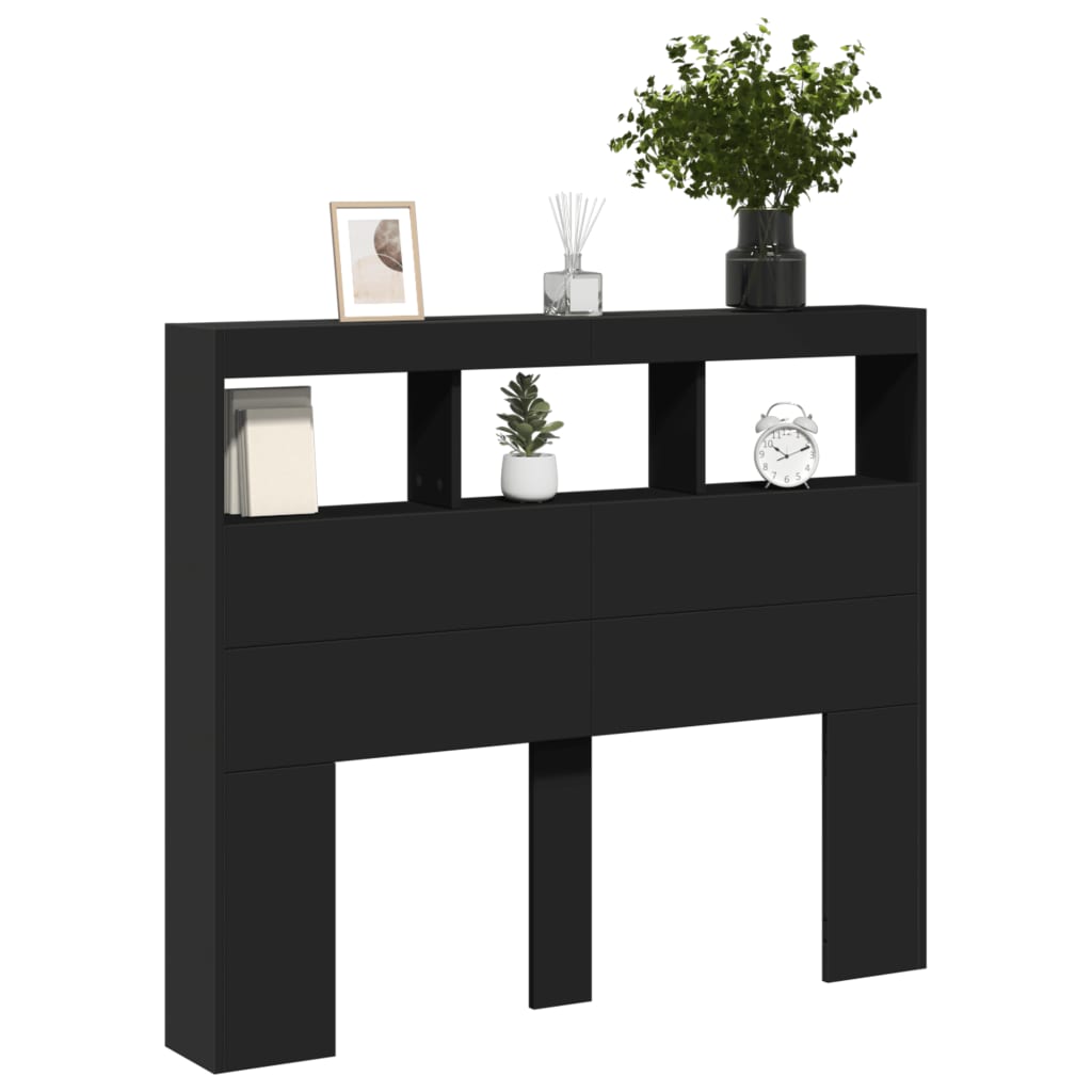 Armário de cabeceira com luzes LED 120x17x102 cm preto