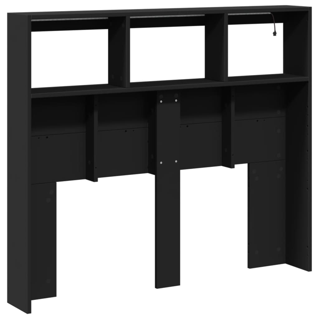 Armário de cabeceira com luzes LED 120x17x102 cm preto