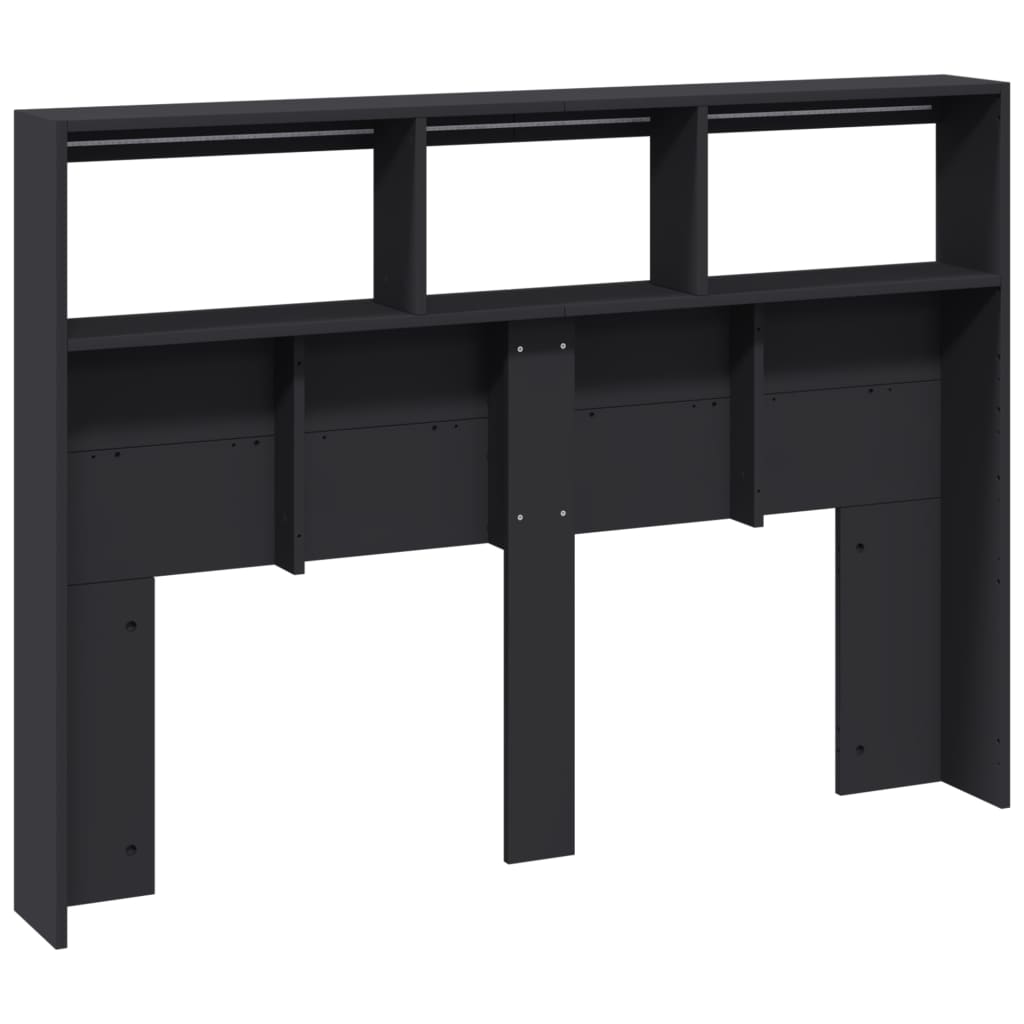 Armário de cabeceira com luzes LED 140x17x102 cm preto