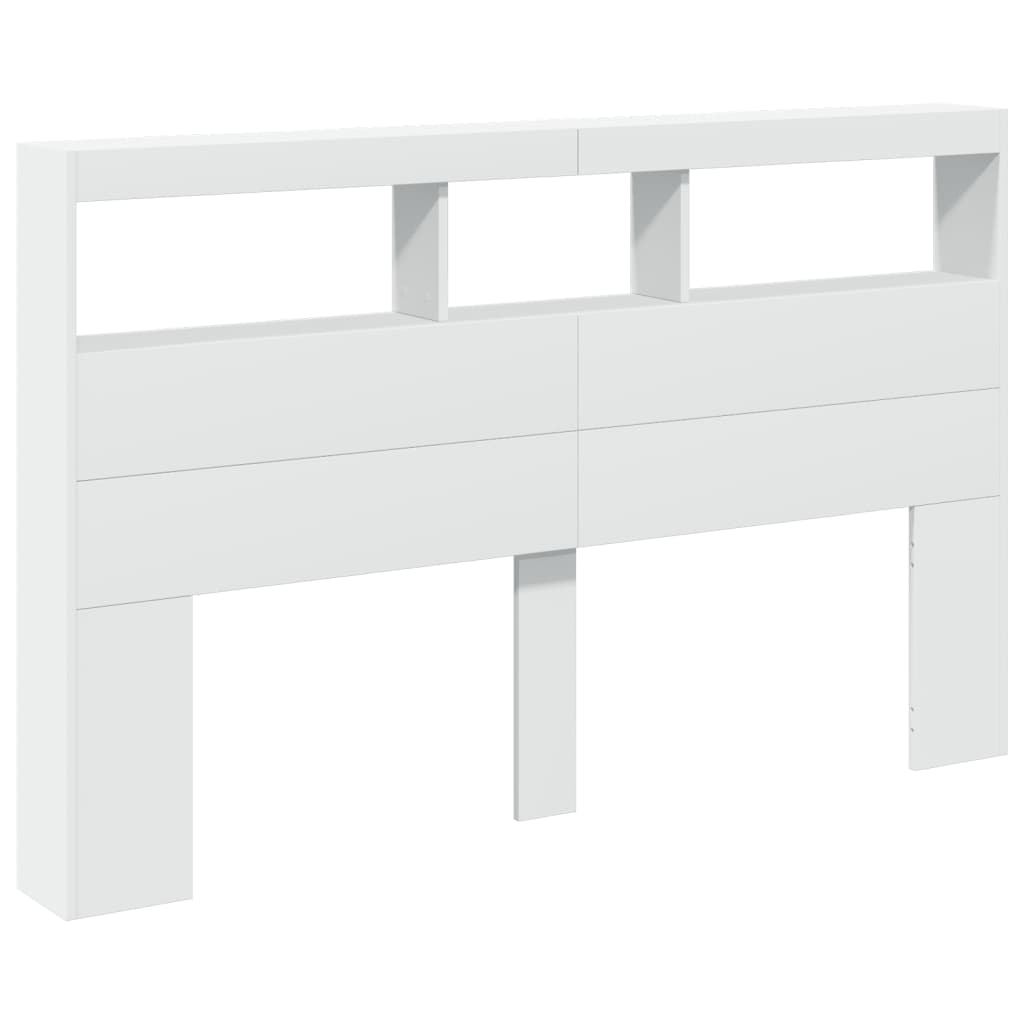 Armário de cabeceira com luzes LED 160x17x102 cm branco