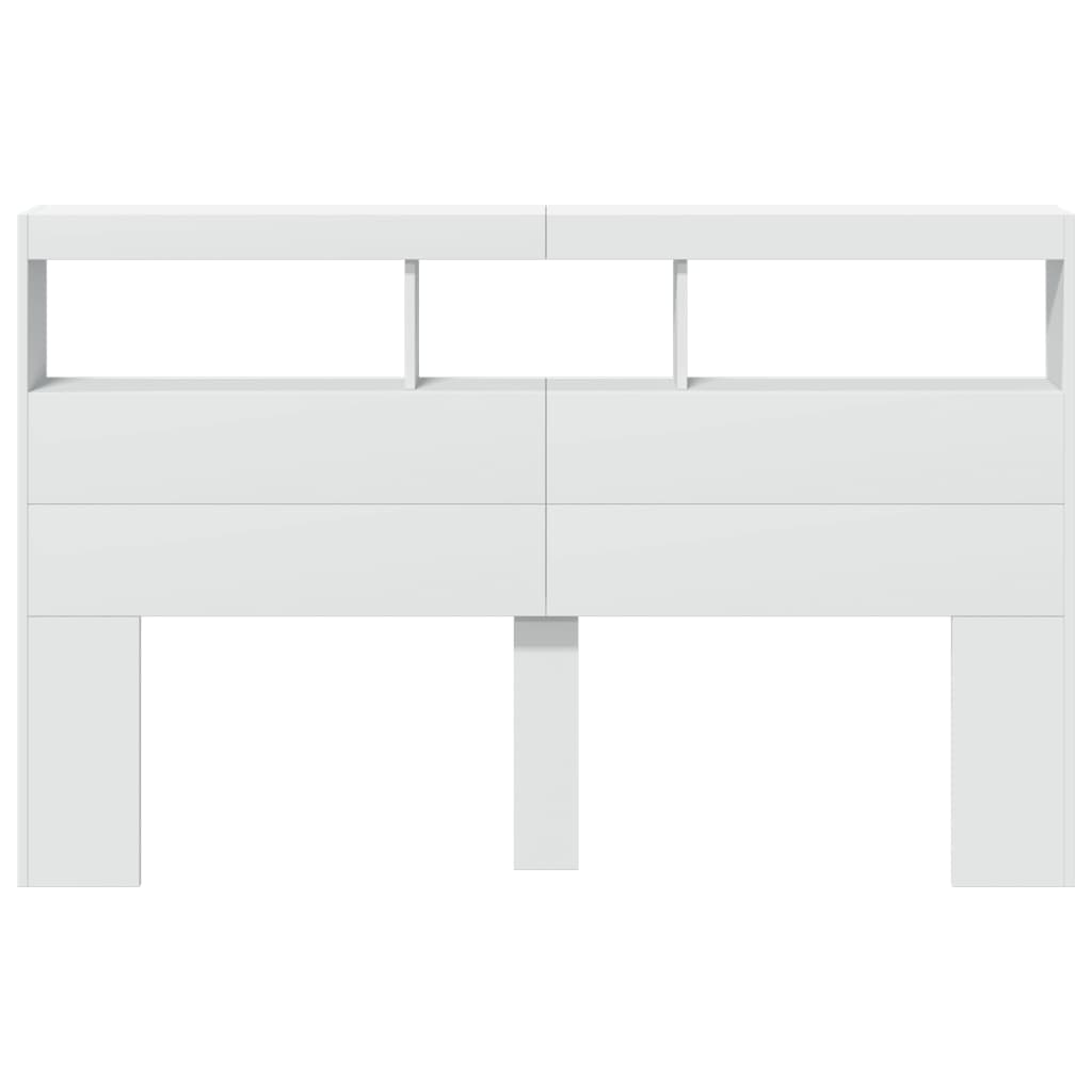 Armário de cabeceira com luzes LED 160x17x102 cm branco
