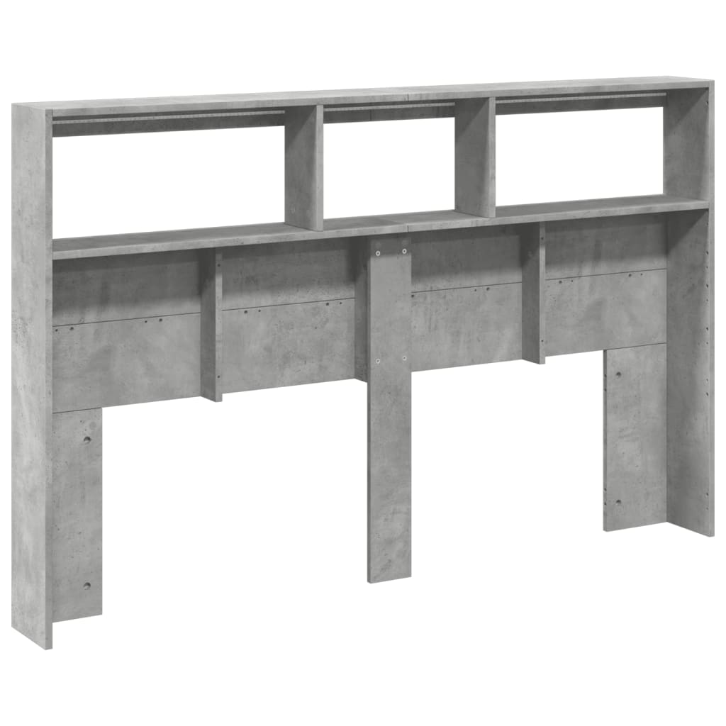Armário de cabeceira c/ luzes LED 160x17x102cm cinzento cimento