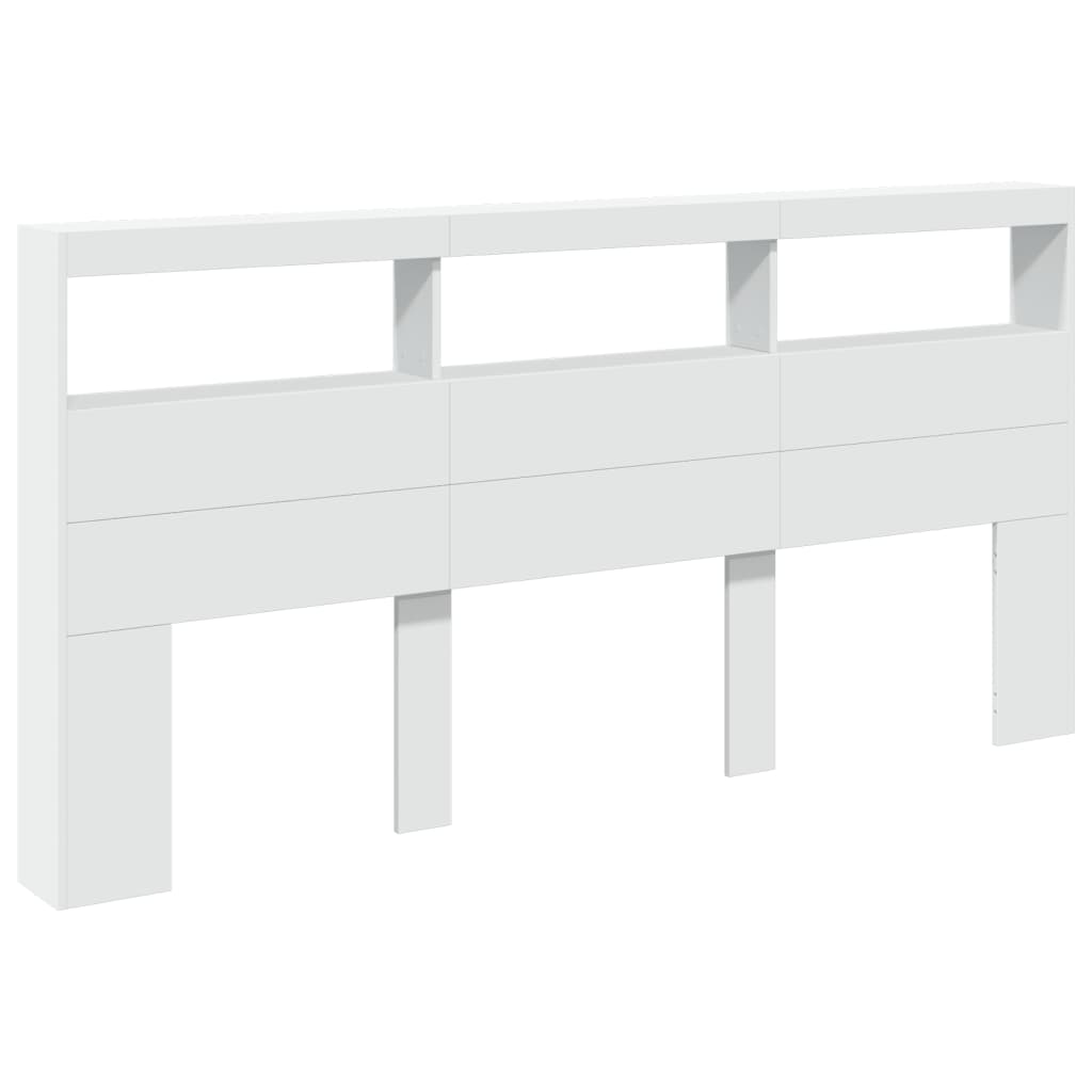 Armário de cabeceira com luzes LED 200x17x102 cm branco