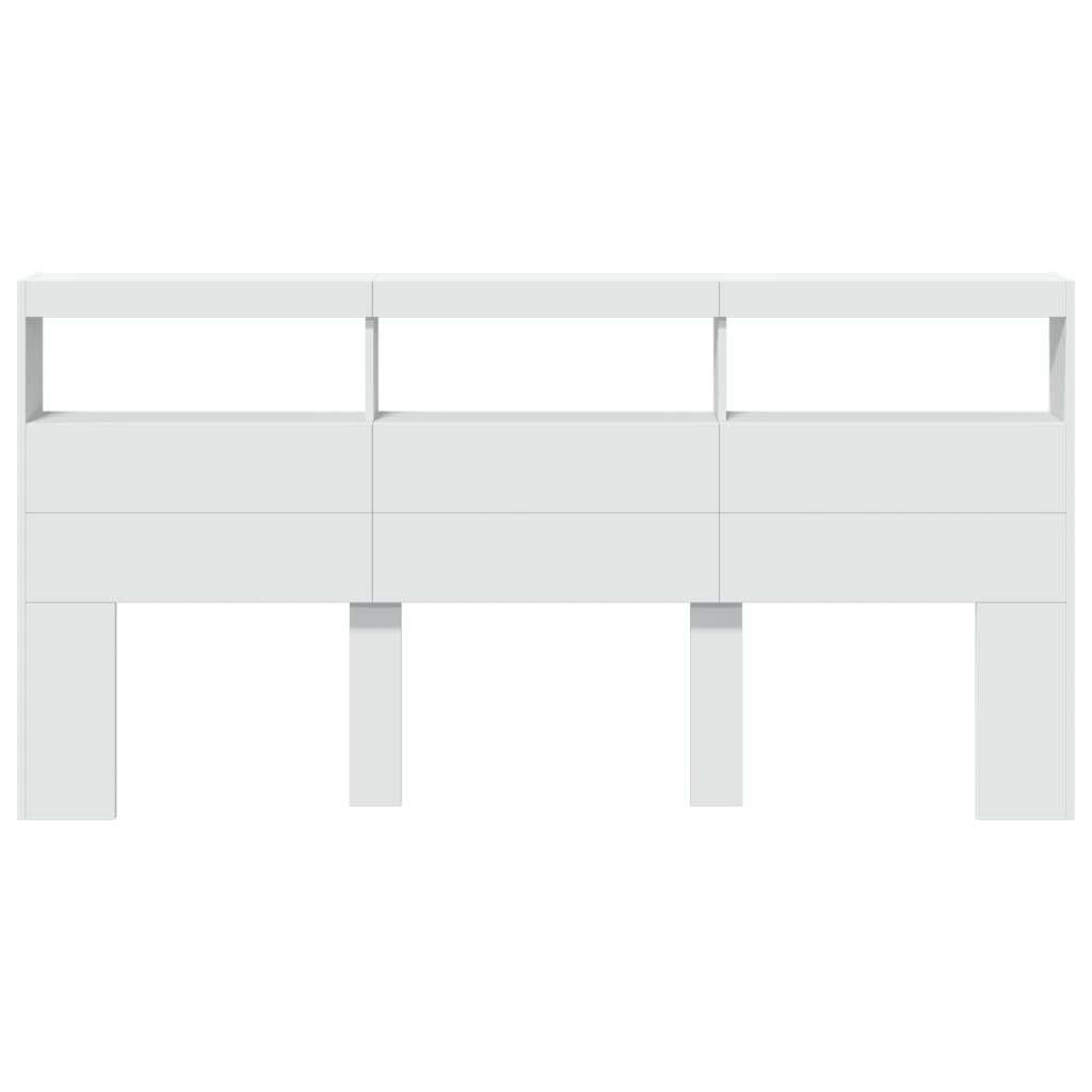 Armário de cabeceira com luzes LED 200x17x102 cm branco