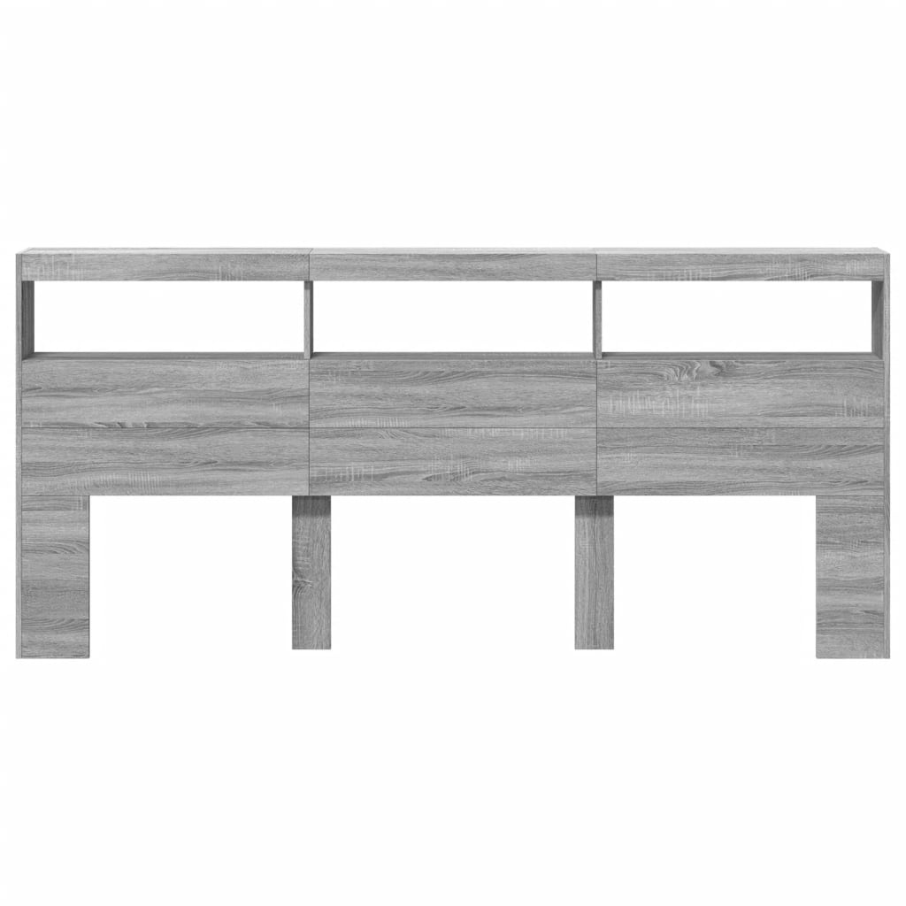 Armário de cabeceira c/ luzes LED 220x17x102 cm cinzento sonoma