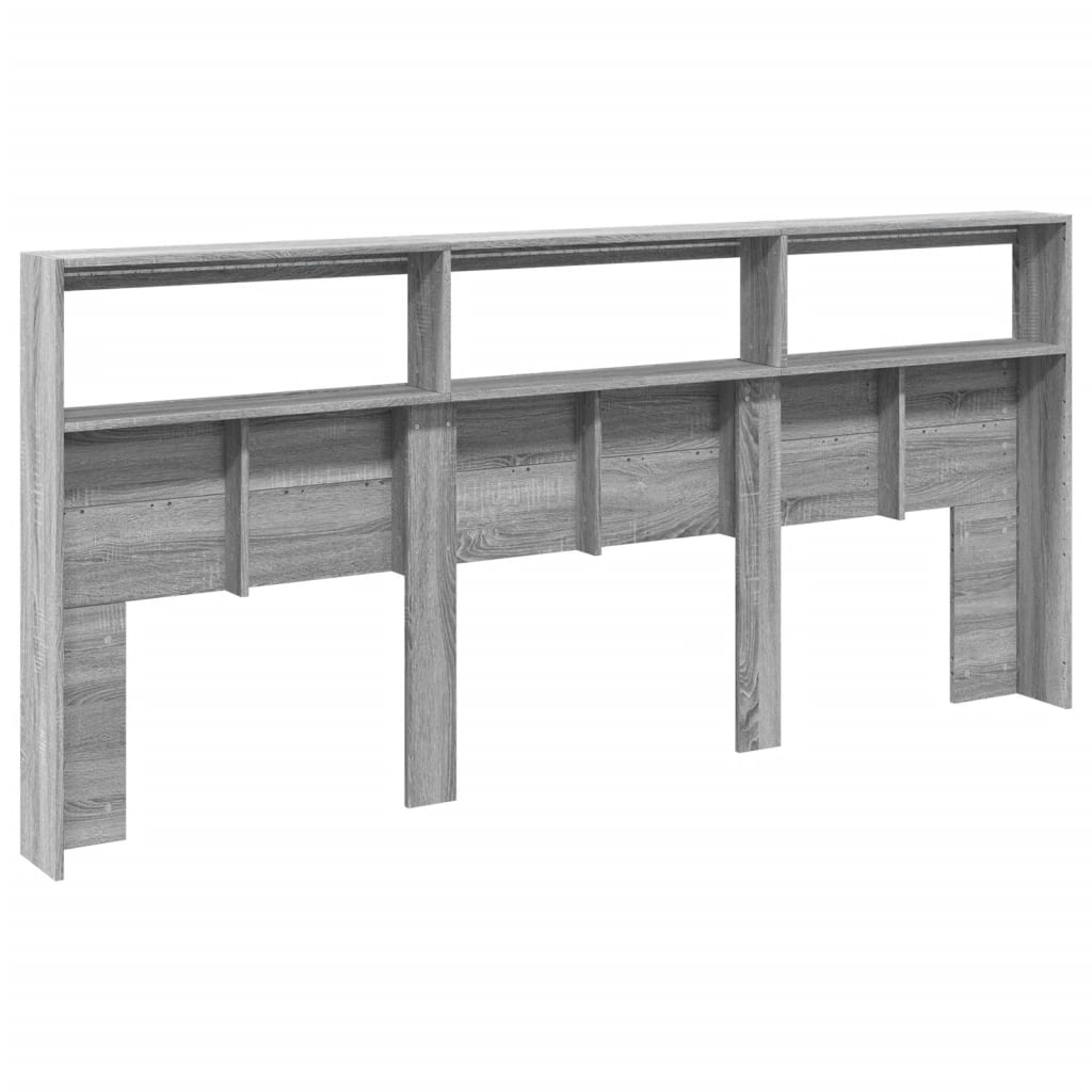 Armário de cabeceira c/ luzes LED 220x17x102 cm cinzento sonoma