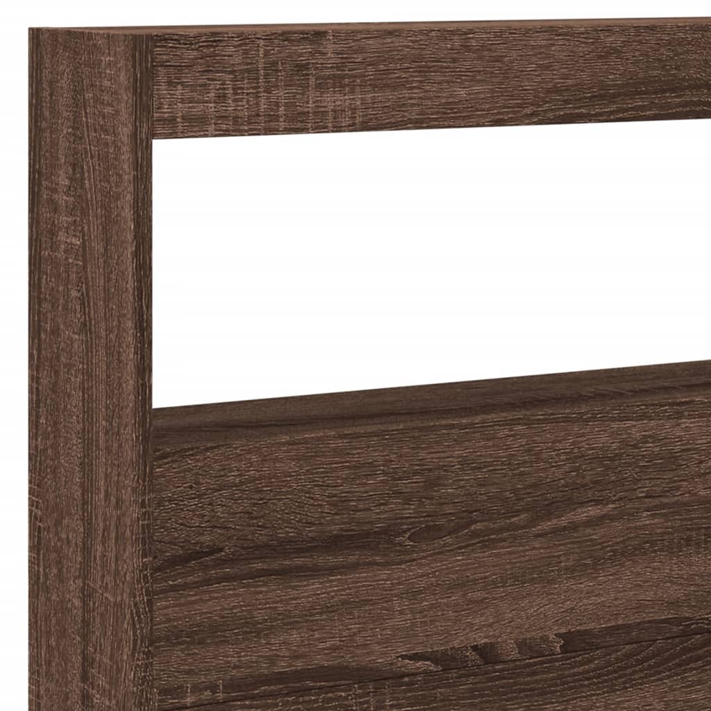 Armário cabeceira c/ luzes LED 220x17x102 cm carvalho castanho