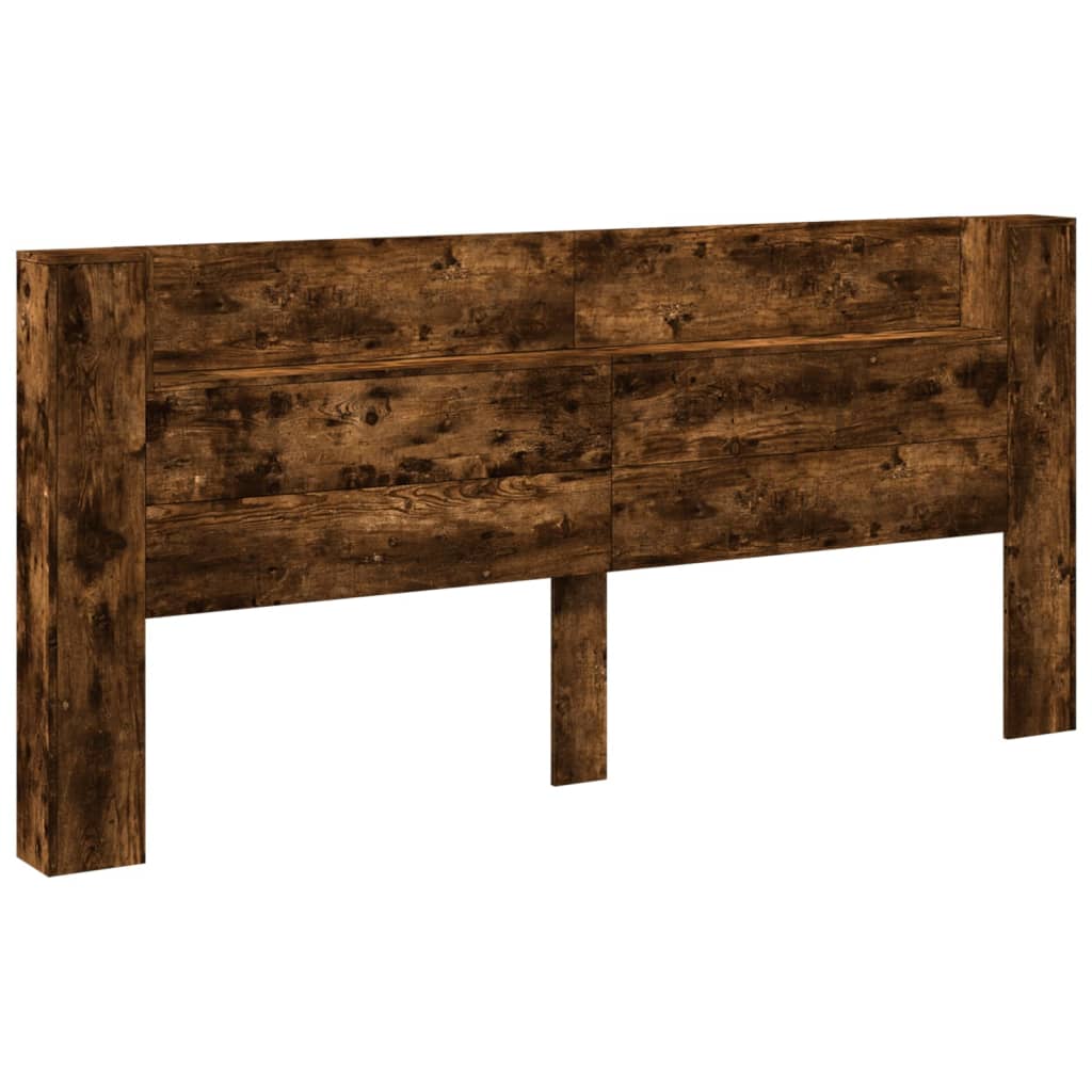 Armário cabeceira c/ luzes LED 220x16,5x103,5cm carvalho fumado
