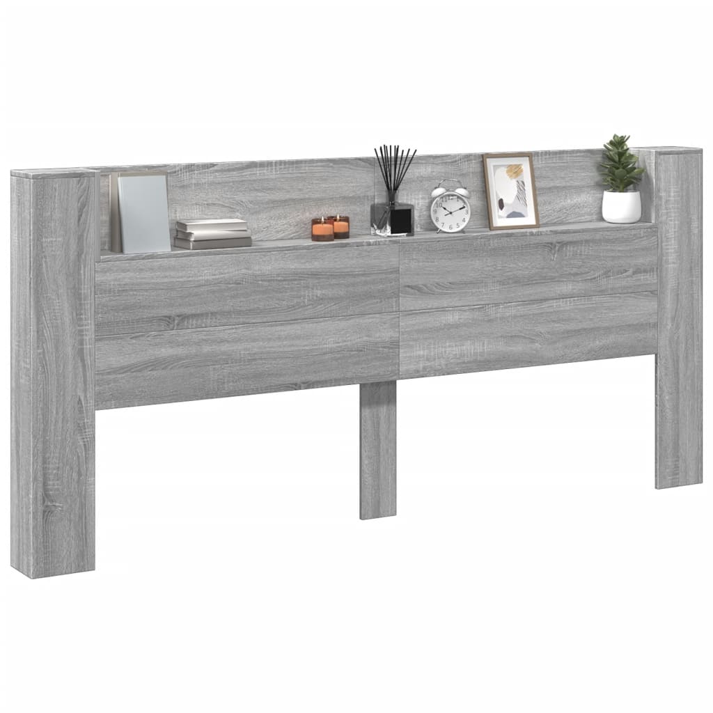 Armário de cabeceira c/ luzes LED 220x16,5x103,5cm cinza sonoma