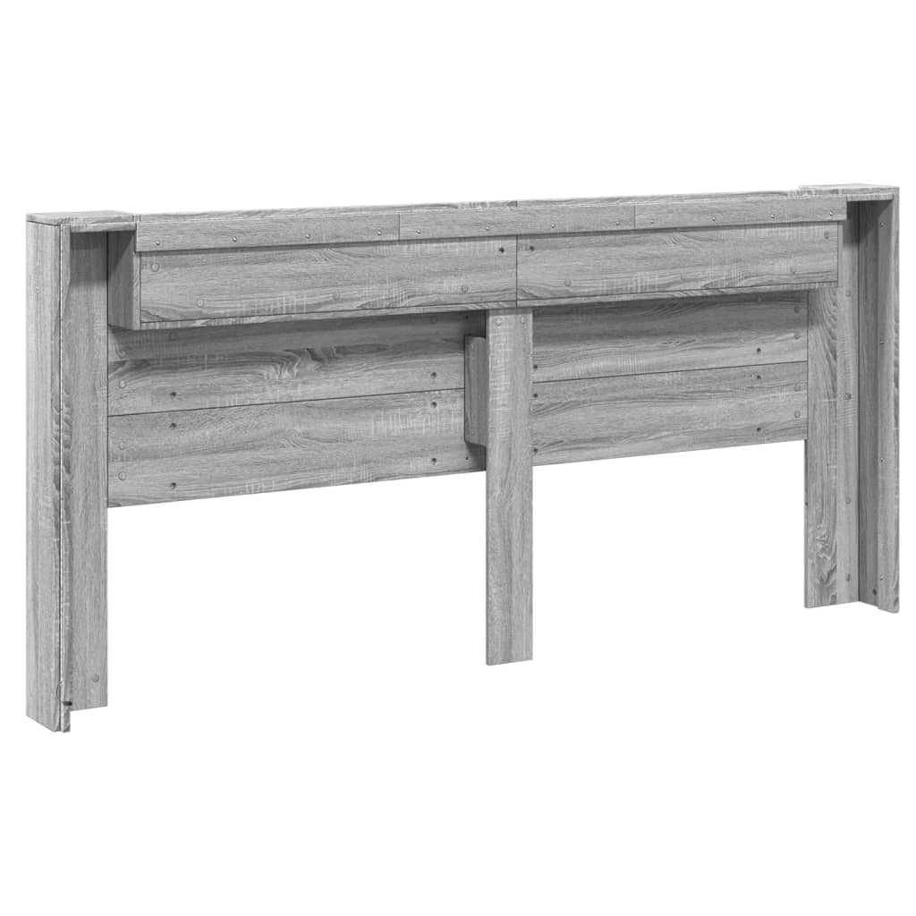 Armário de cabeceira c/ luzes LED 220x16,5x103,5cm cinza sonoma