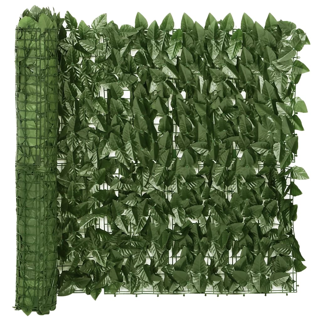 Tela de varanda com folhas verde-escuras 200x75 cm