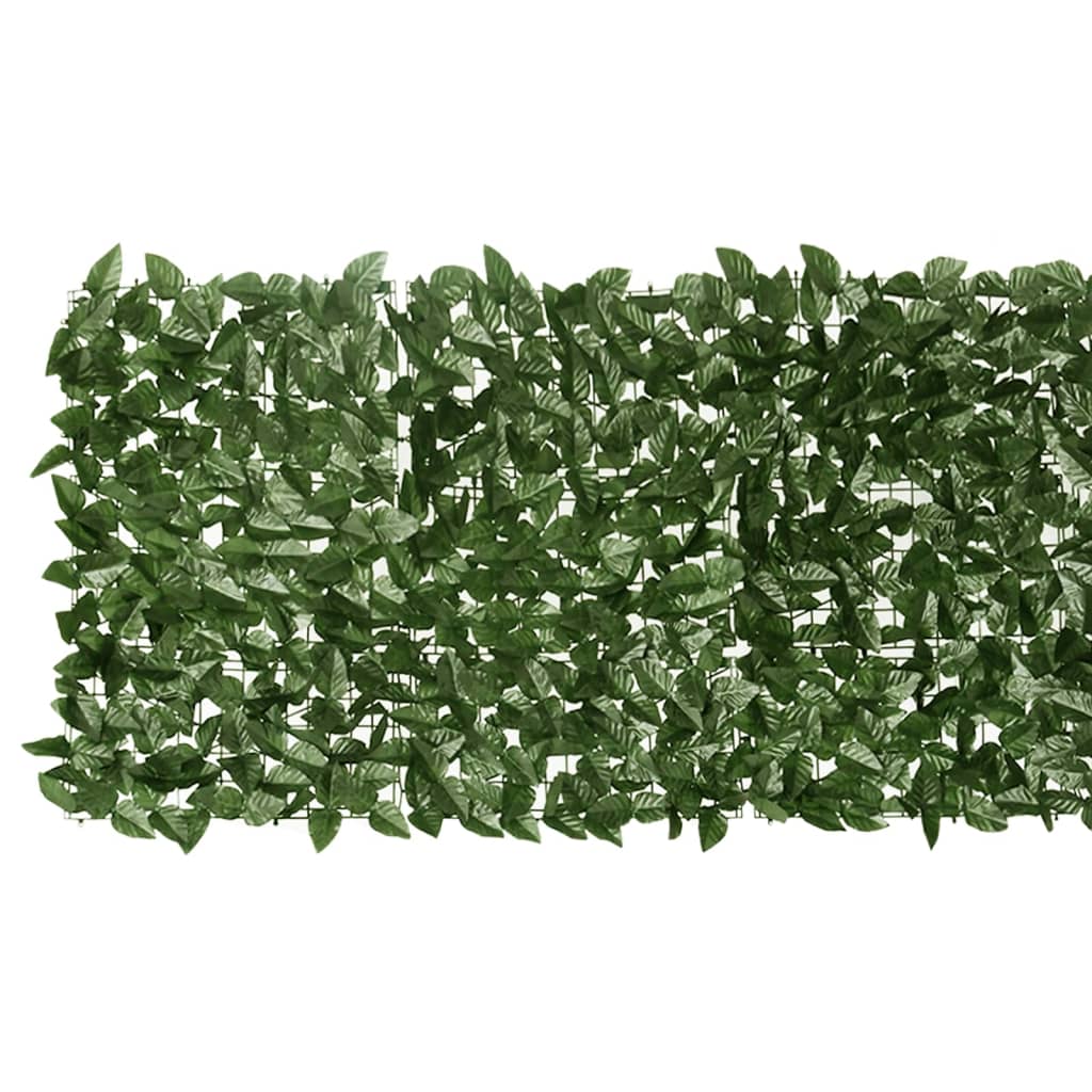 Tela de varanda com folhas verde-escuras 200x75 cm