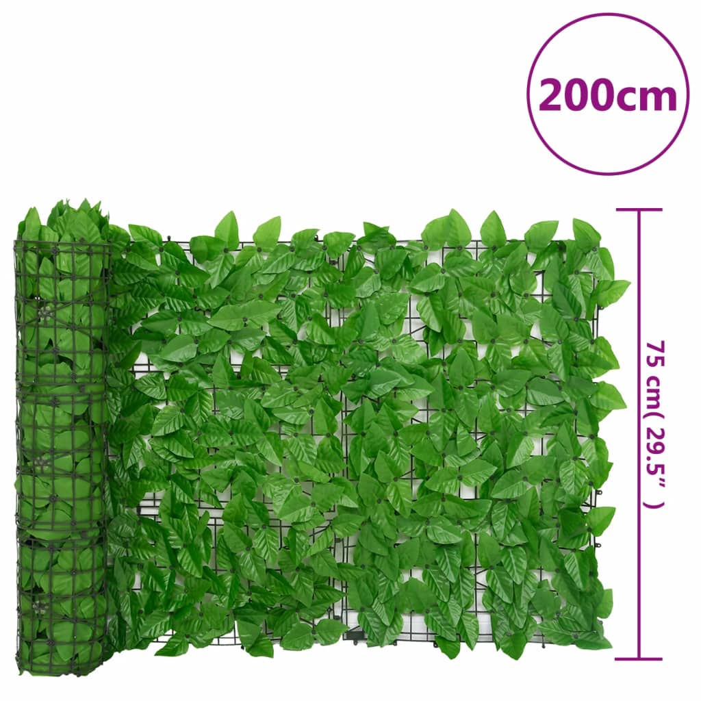 Tela de varanda com folhas verdes 200x75 cm