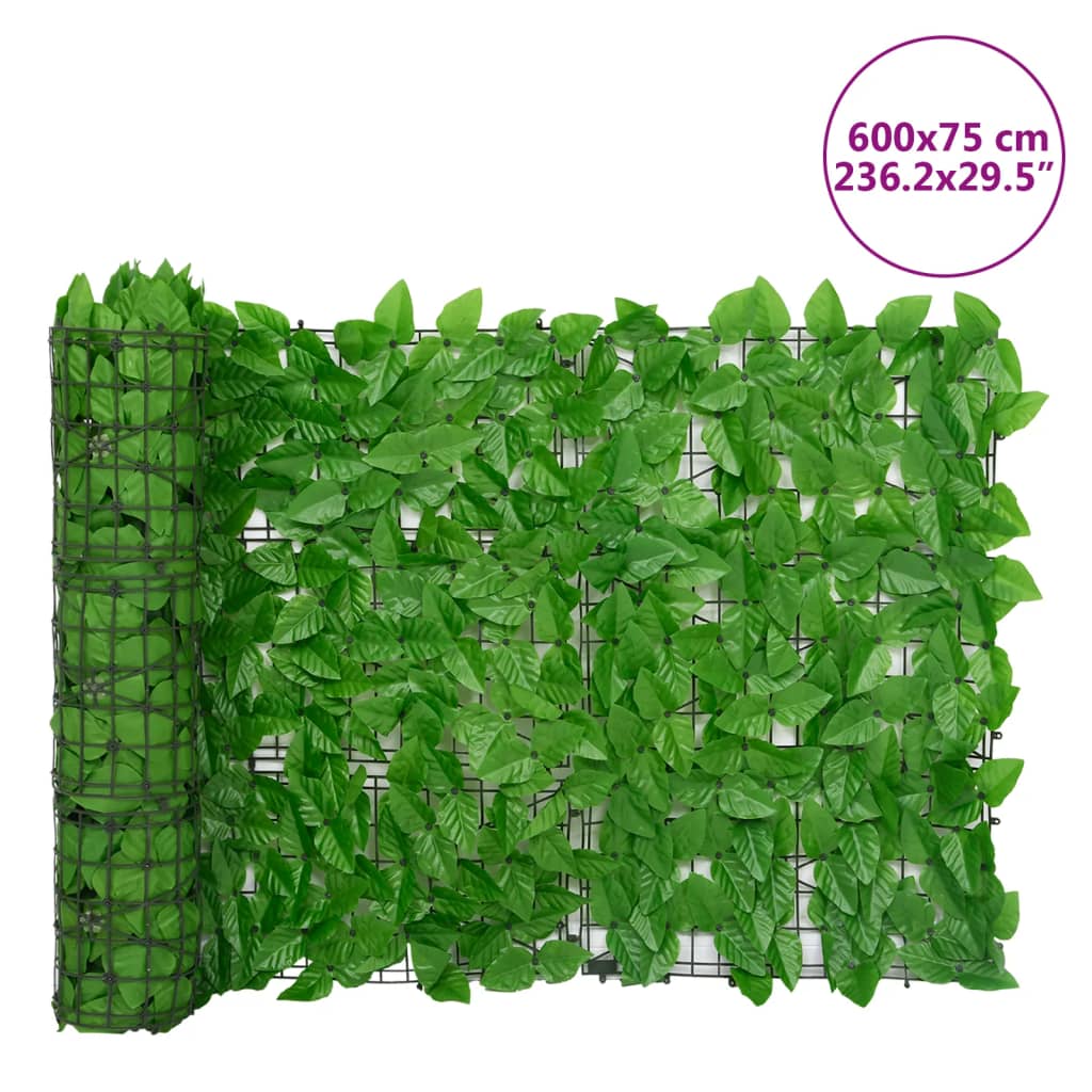 Tela de privacidade p/ varanda c/ folhas 600x75 cm verde