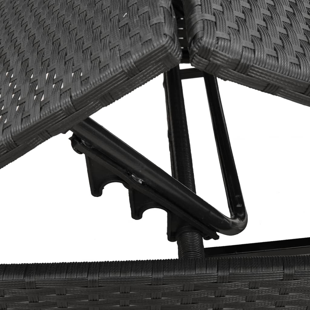 Espreguiçadeiras com mesa 2 pcs vime PE preto