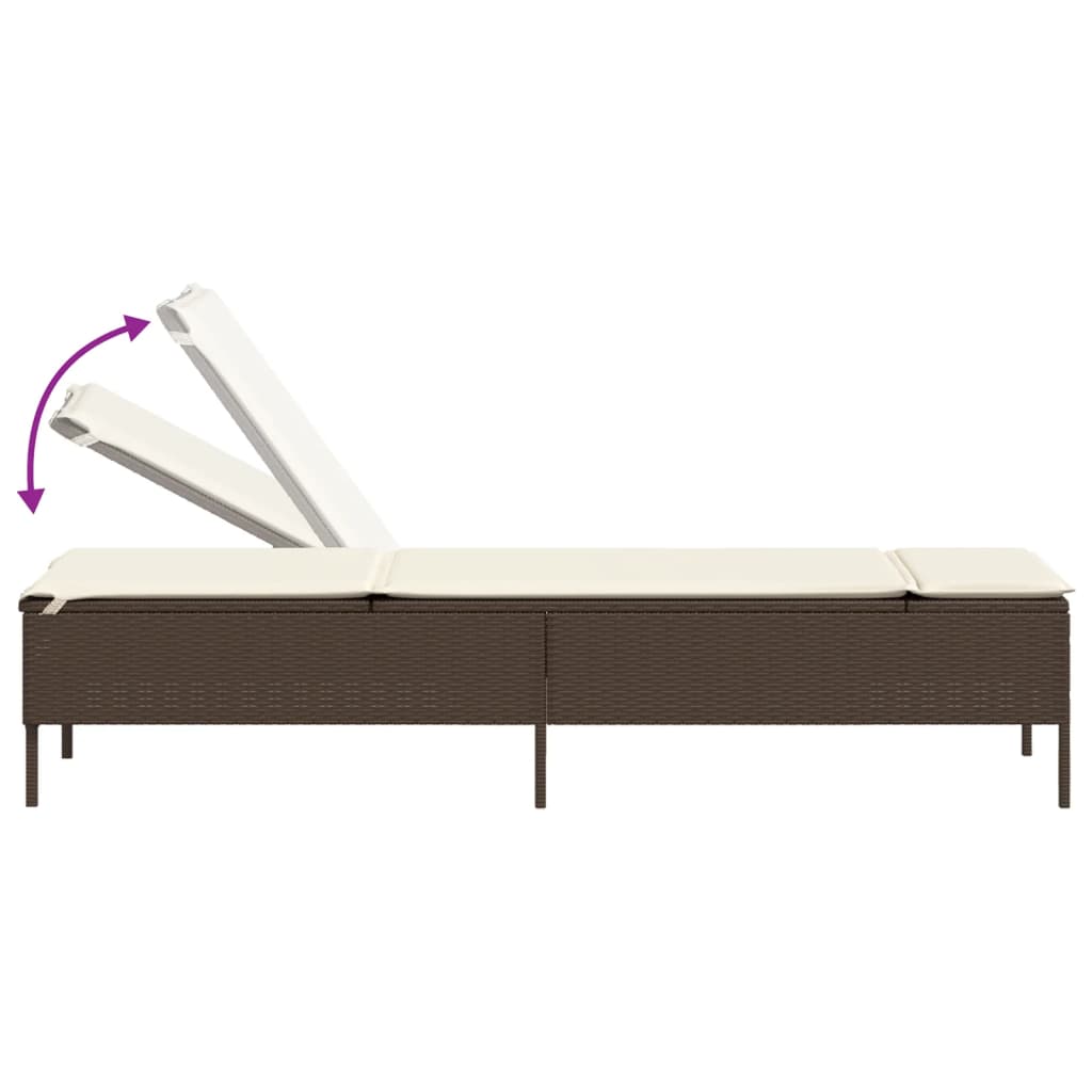 Espreguiçadeira com mesa e almofadão vime PE castanho