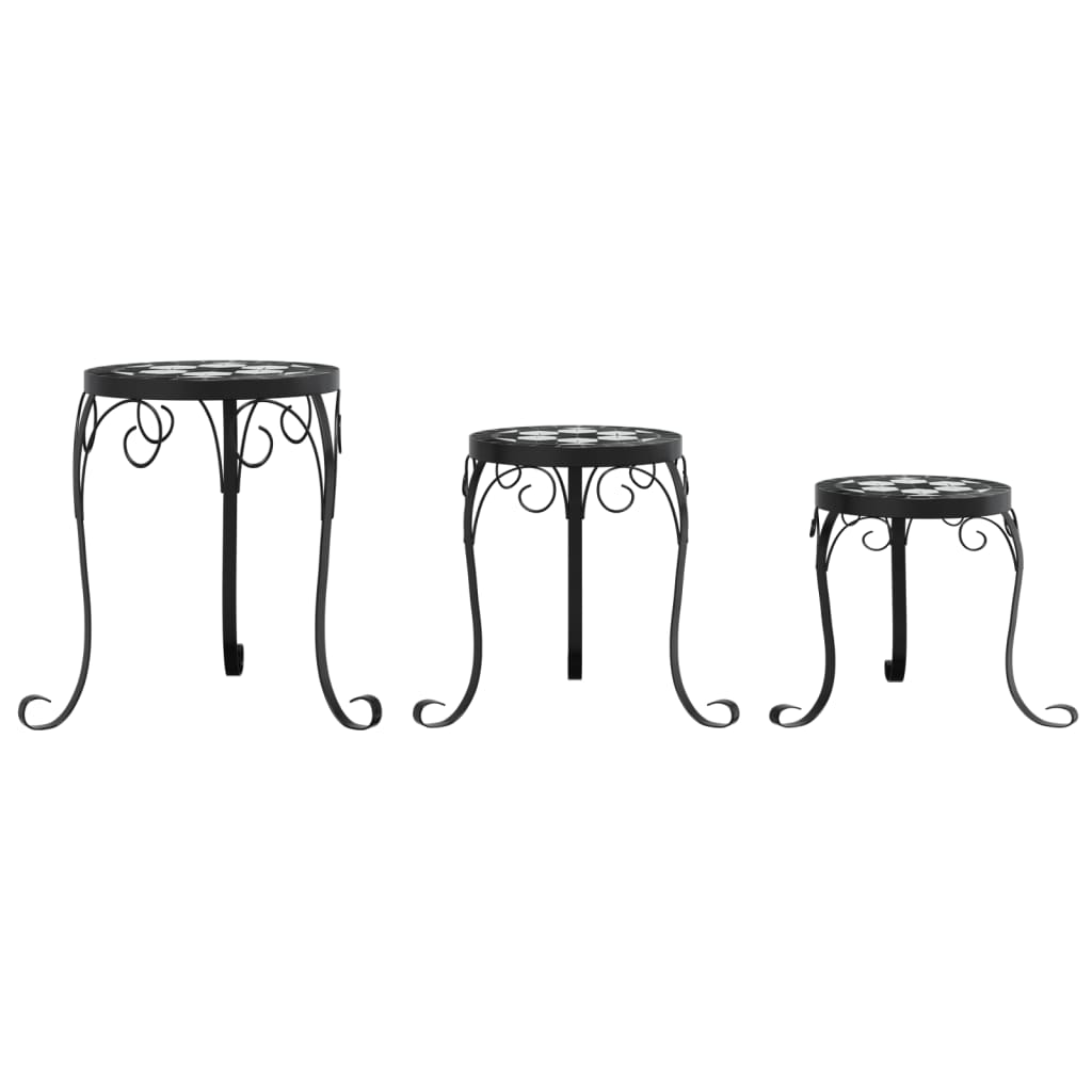 Suportes de plantas 3 pcs cerâmica preto e branco