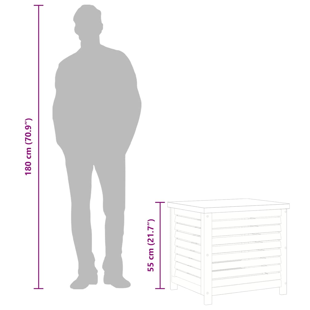 Caixa de arrumação para jardim 60x50x55 cm eucalipto maciça