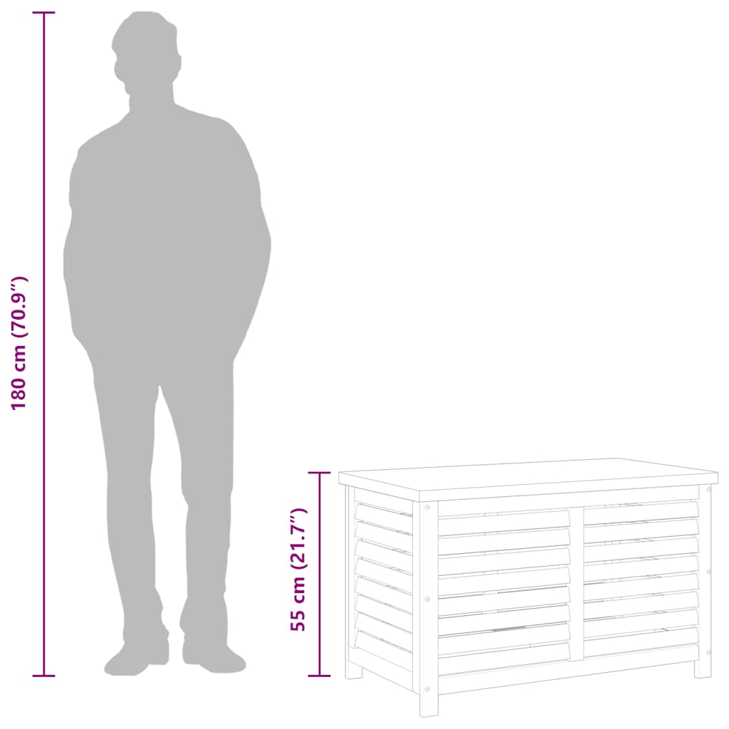 Caixa de arrumação para jardim 90x48x55 cm eucalipto maciça