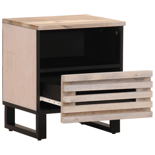 Mesa cabeceira 40x34x46 cm madeira mangueira branqueada maciça