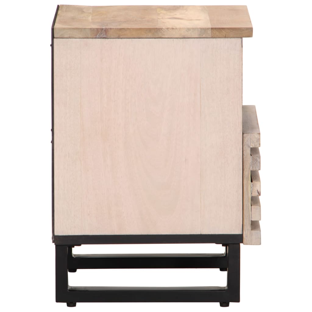 Mesa cabeceira 40x34x46 cm madeira mangueira branqueada maciça