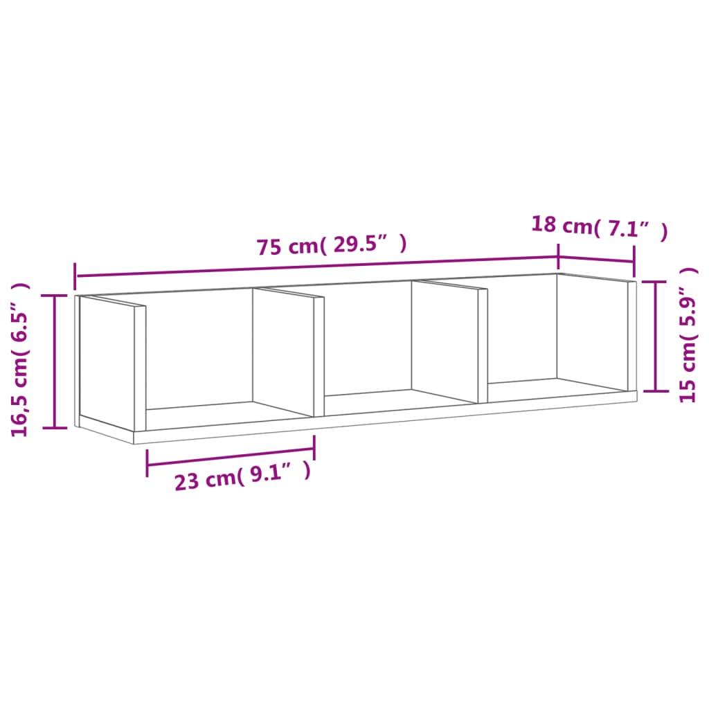 Armários parede 2 pcs 75x18x16,5cm deriv. madeira cinza cimento