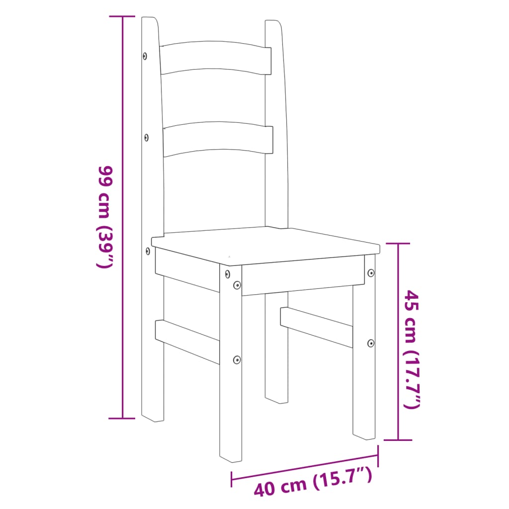 Cadeiras de jantar 2 pcs 40x46x99 cm pinho maciço cinzento