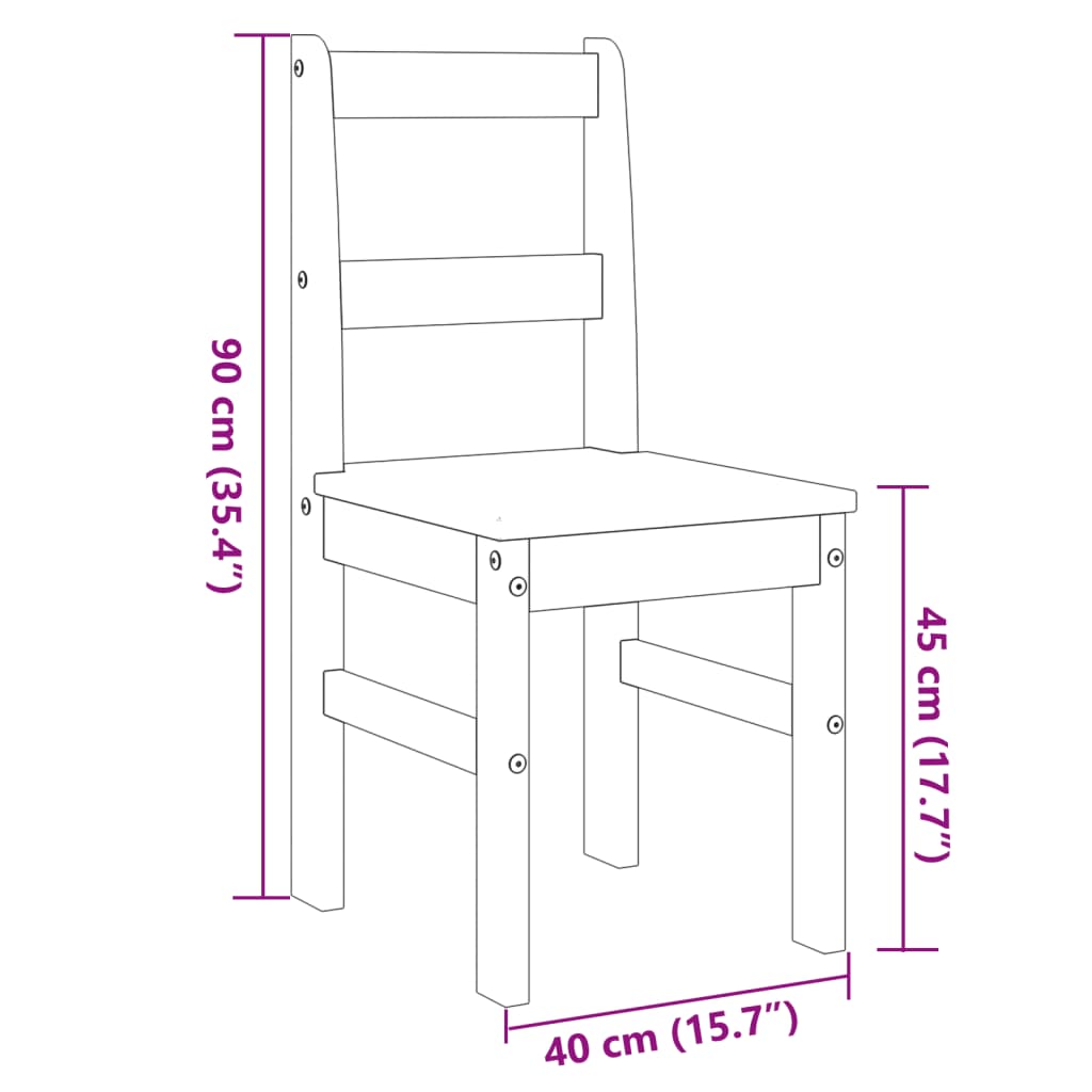 Cadeiras de jantar 2 pcs Panama 40x46x90 cm pinho maciço