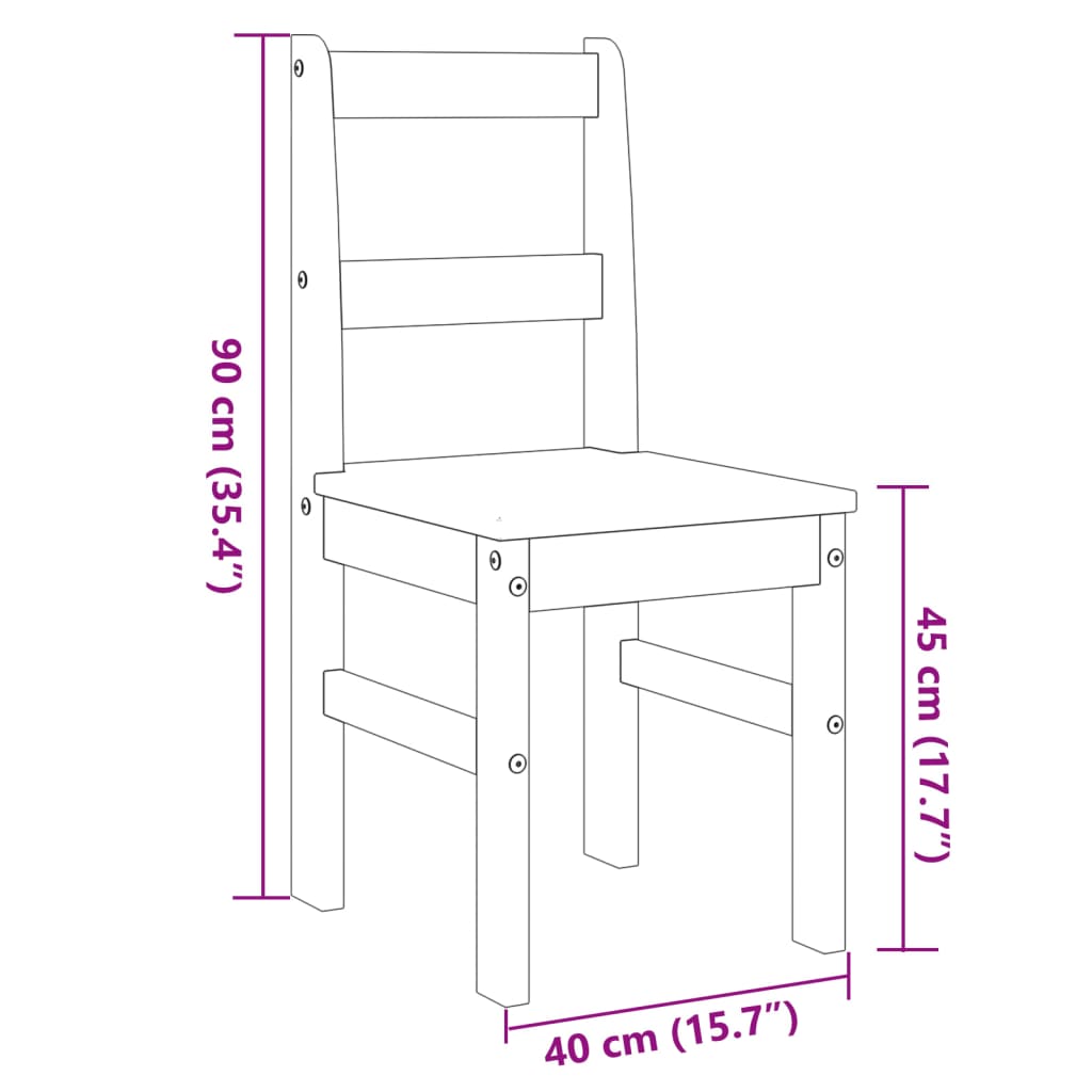 Cadeiras de jantar 2 pcs Panama 40x46x90 cm pinho maciço cinza