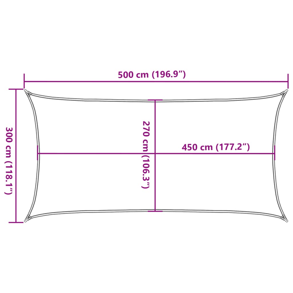 Para-sol estilo vela retangular 160 g/m² 3x5 m PEAD areia