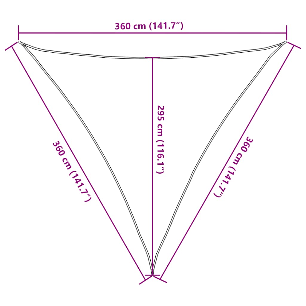 Para-sol vela triangular 160 g/m² 3,6x3,6x3,6 m PEAD areia