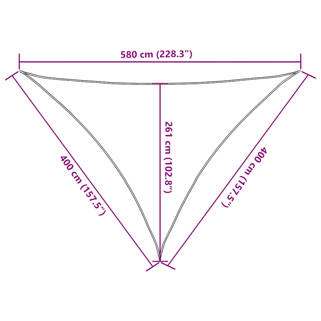 Para-sol estilo vela triangular 160 g/m² 4x4x5,8 m PEAD areia