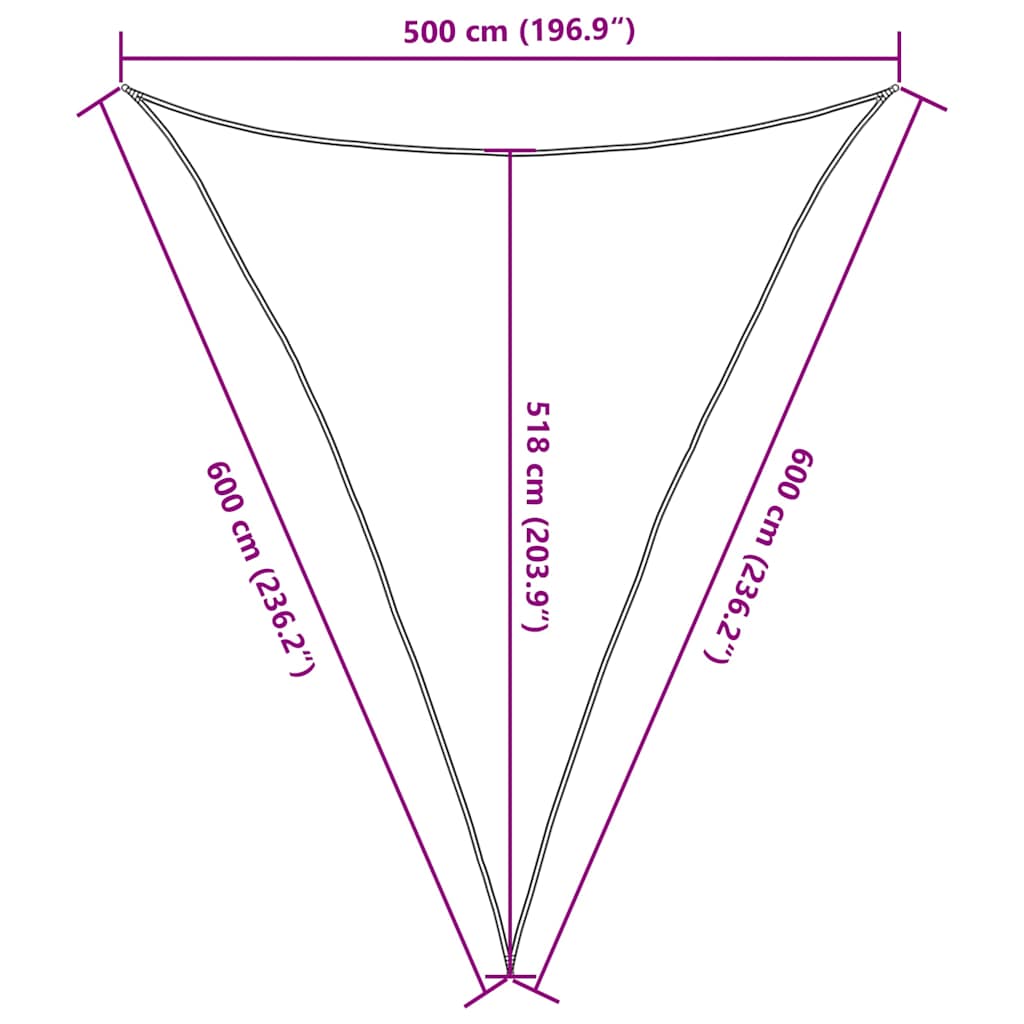 Para-sol estilo vela triangular 160 g/m² 5x6x6 m PEAD areia