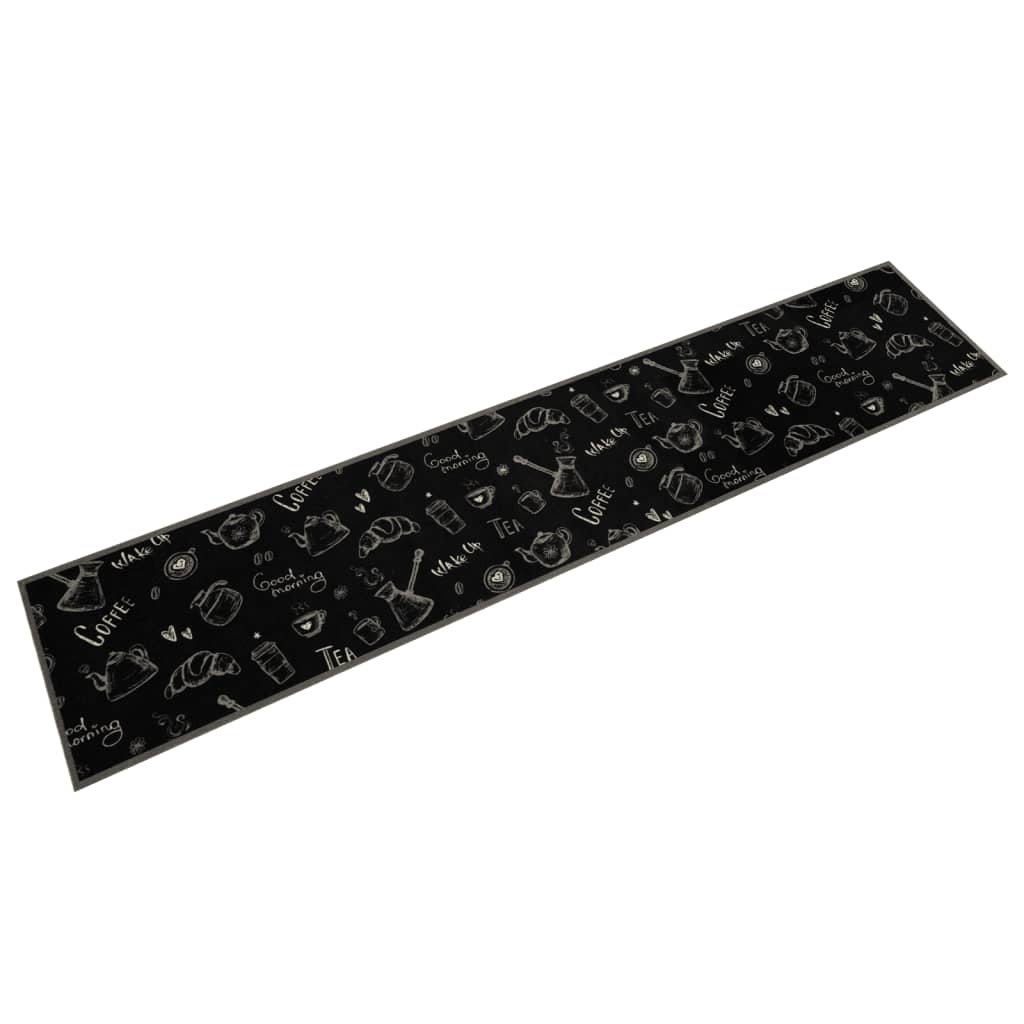Tapete de cozinha lavável 60x300 cm veludo padrão morning preto
