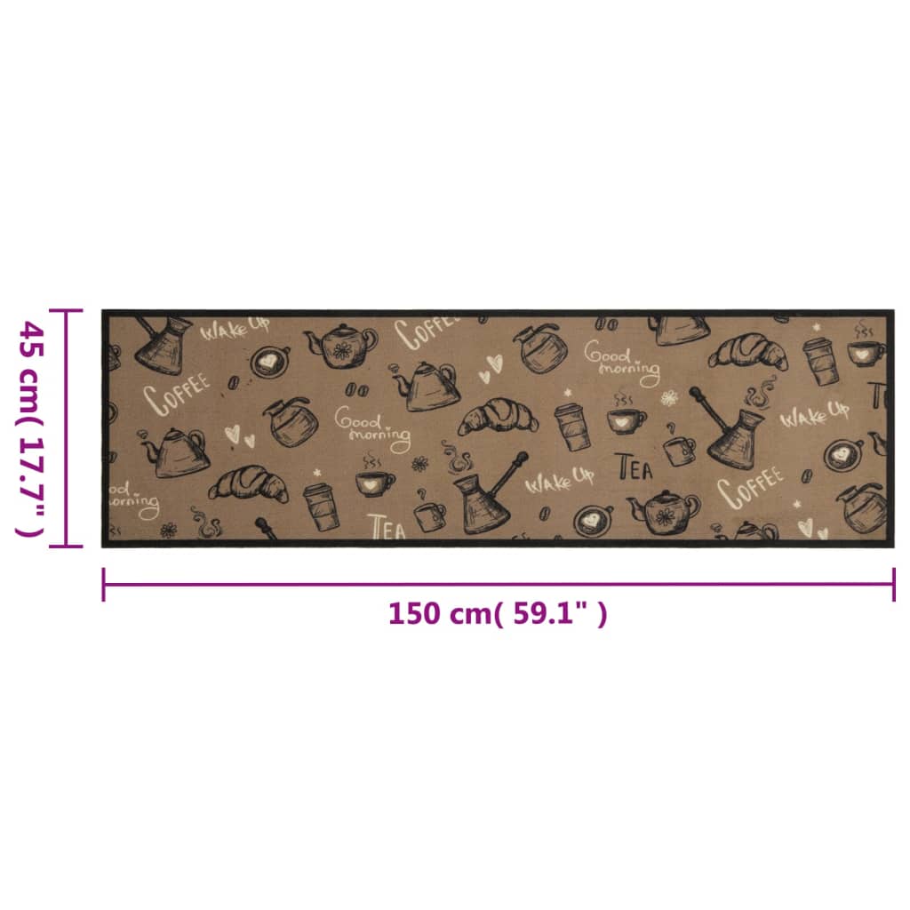 Tapete cozinha lavável 45x150 cm veludo padrão morning castanho
