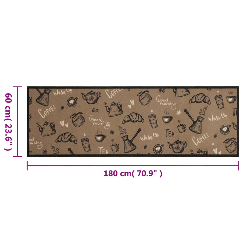 Tapete cozinha lavável 60x180 cm veludo padrão morning castanho