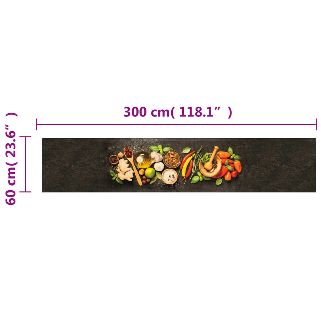 Tapete de cozinha lavável 60x300 cm veludo padrão especiarias